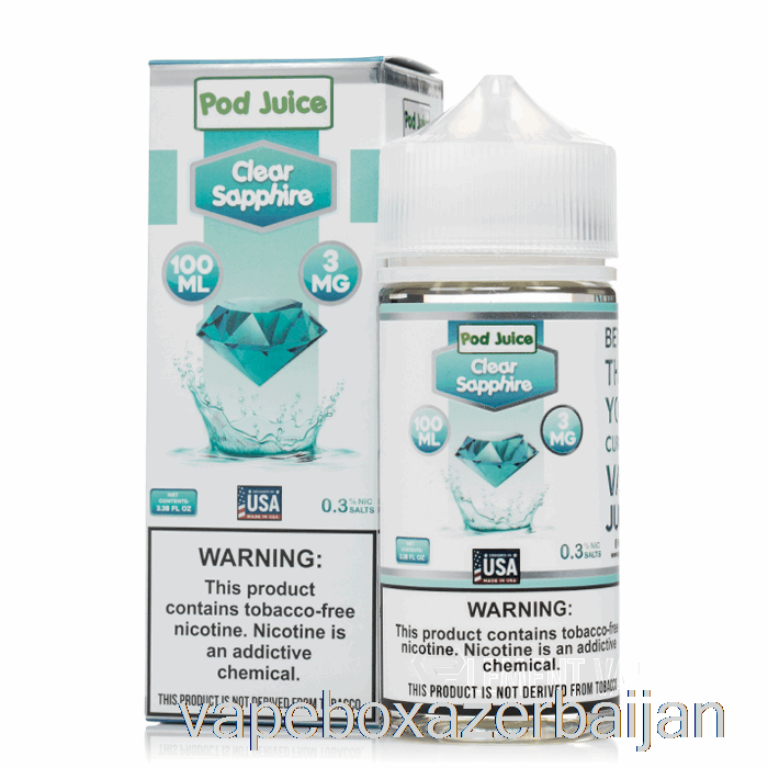 Vape Baku Clear Sapphire - Pod Juice - 100mL 0mg